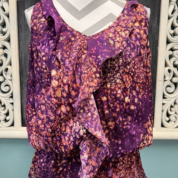 a.n.a Purple and Orange Ruffle Blouse - Picture 2 of 7